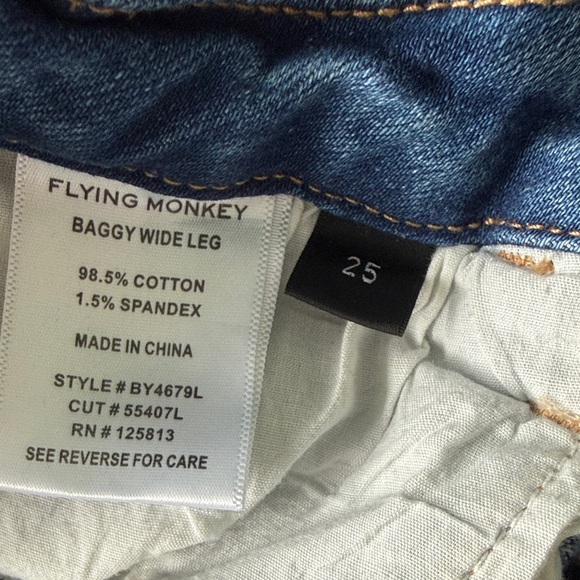 VERVET BY FLYING MONKEY Distressed Wide Leg Blue Jeans - Picture 4 of 9